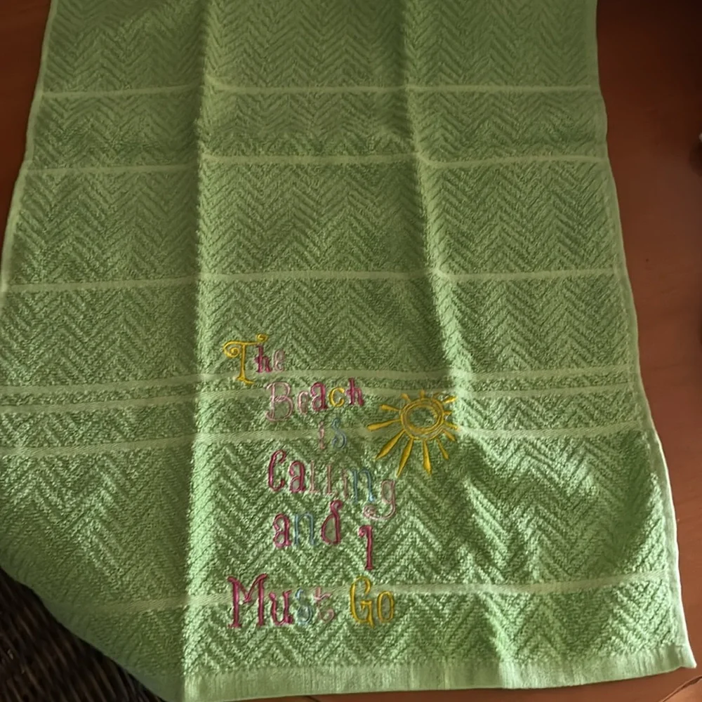 Green Beach Themed Kitchen Towel